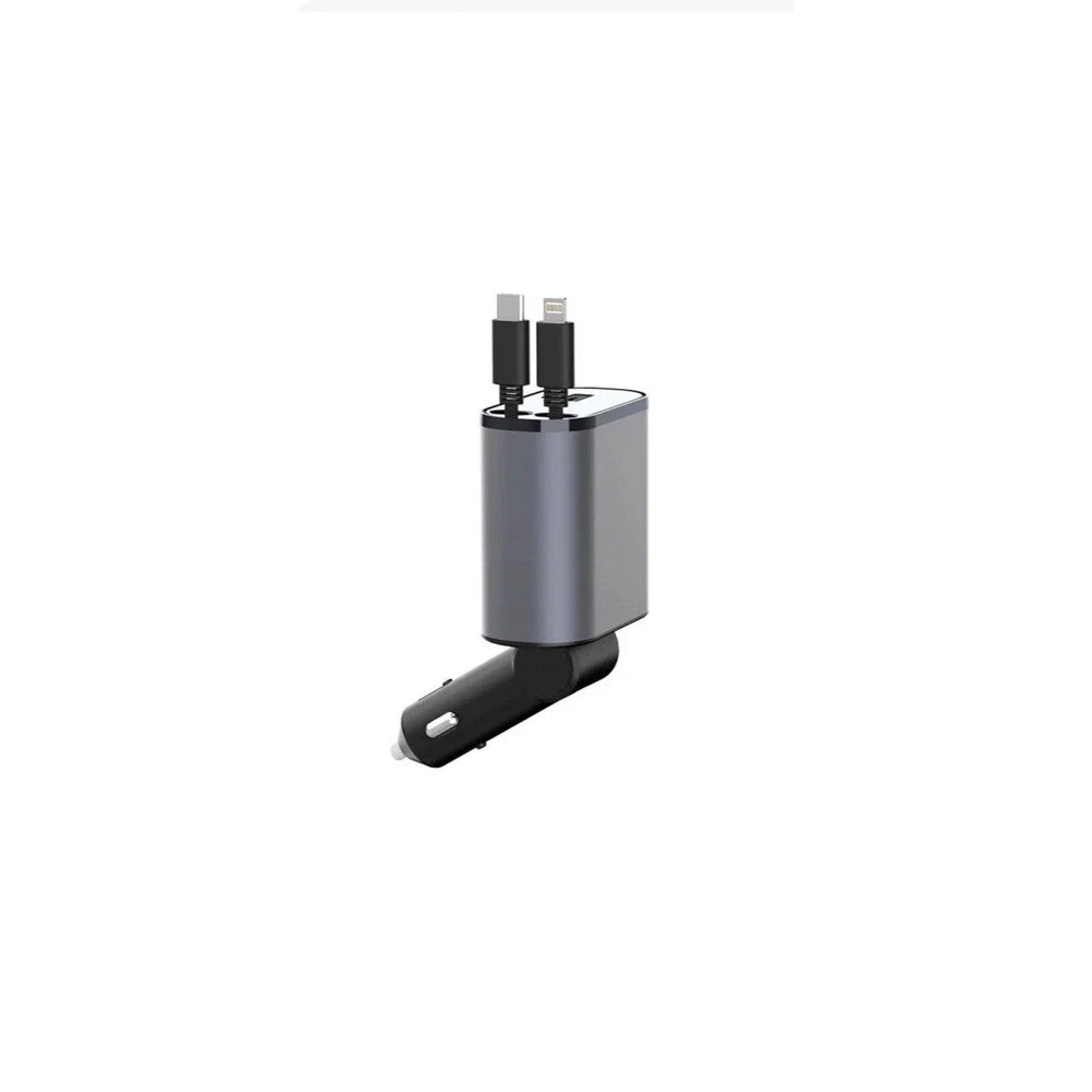 Metal Car Charger 120W Super Fast Charging Car Cigarette Lighter USB And TYPE-C